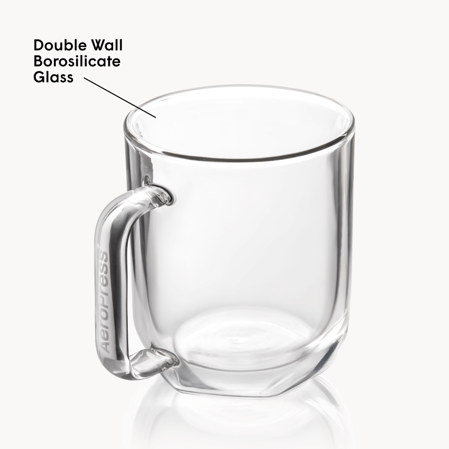 AeroPress Double Wall Glass Coffee Mug - 2 Pack Clear Coffee Mug Set