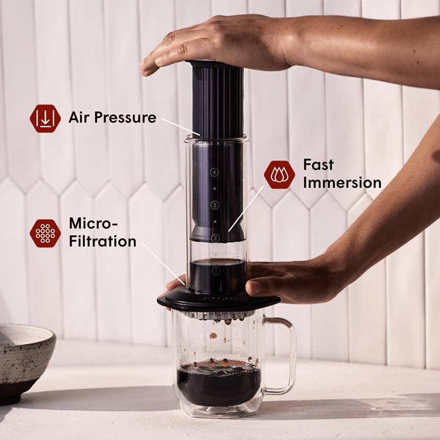AeroPress Double Wall Glass Coffee Mug - 2 Pack Clear Coffee Mug Set